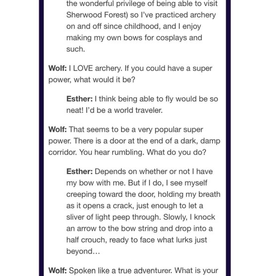 screenshot of linked text from interview